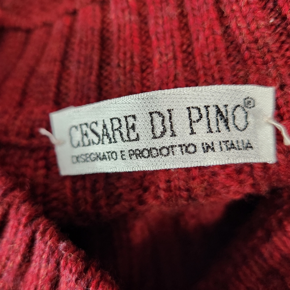CESARE DI PINO WOOL RED SWEATER SIZE LARGE - Picture 5 of 8